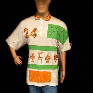 GENUINE THREADZ  S M L XL  WHIITE ORANGE. LIME GREEN